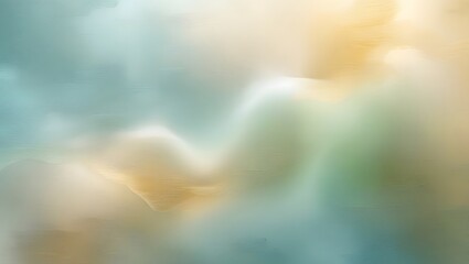 Obraz premium A soft, dreamy abstract background featuring a seamless blend of teal, gold, and earth tones. The blurred effect creates a calming, ethereal feel, perfect for artistic, modern, and elegant designs.