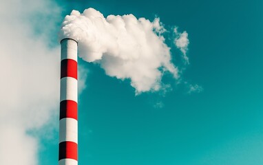 Industrial smokestack emitting thick smoke into the sky, symbolizing air pollution and the need for pollution control measures