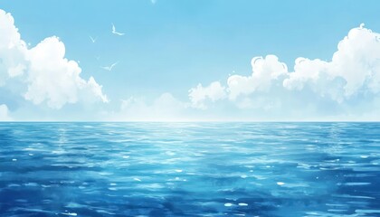 Obraz premium Serene Ocean Scene Under a Bright Blue Sky