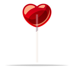 Heart shaped lollipop candy vector isolated illustration