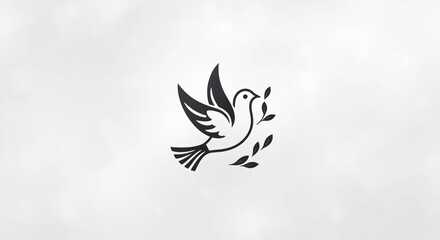 Obraz premium Peace Dove Icon With Leaf logo art