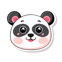 Cute panda face vector sticker, adorable animal cartoon illustration