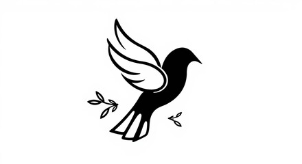 Obraz premium Peace Dove Icon With Leaf logo art