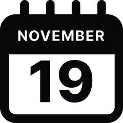 November 19 calendar icon design vector illustration