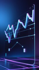 Naklejka premium A digital holographic data chart emerging from a circuit board, representing AI-driven analytics, futuristic business intelligence, and the evolution of data visualization 