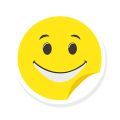 Fototapeta premium Smiley face emoji vector sticker, happy expression illustration