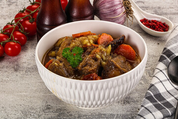 Gourmet Oxtail beef soup with vegetables