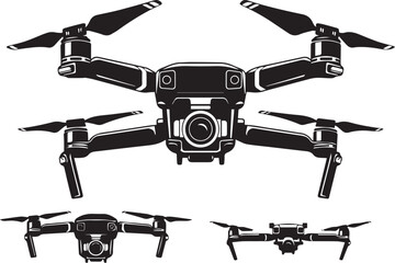 Set FPV Drone. Hand drawn vector illustration	