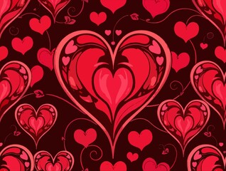 Hearts red and white pattern. Cute vector seamless background. heart shapes symbol of love and Valentines Day February 14 celebration. Romantic pattern design