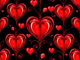 Hearts red and white pattern. Cute vector seamless background. heart shapes symbol of love and Valentines Day February 14 celebration. Romantic pattern design