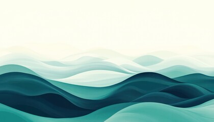 Fototapeta premium Abstract Teal and White Wavy Landscape Design
