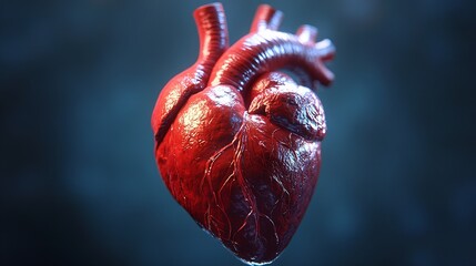 red abstract human heart rendered in low-poly design symbolizes the complexity and fragility of life. This medical concept highlights the intersection of technology and human health