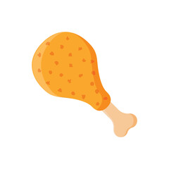 Chicken leg icon in flat style. Fast food menu vector illustration on isolated background. Drumstick sign business concept.