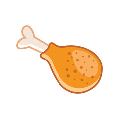 Chicken leg icon in flat style. Fast food menu vector illustration on isolated background. Drumstick sign business concept.