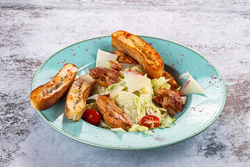 Caesar salad with roasted chicken