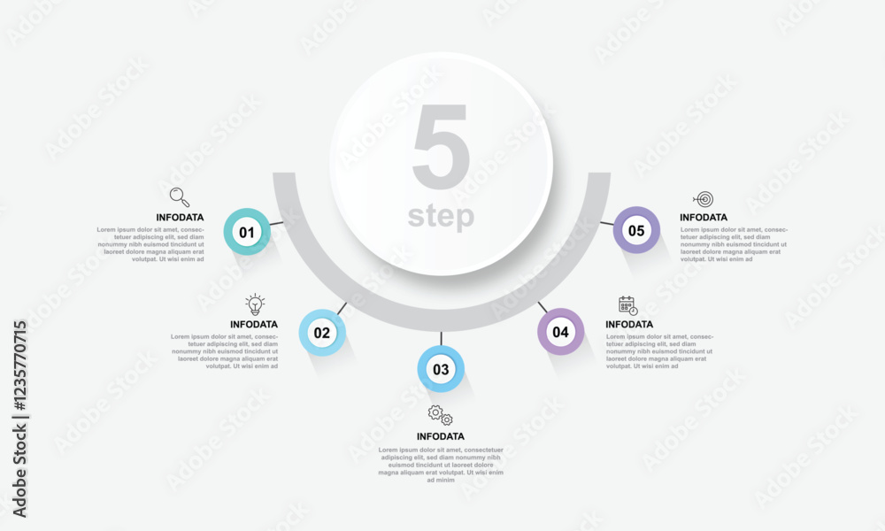 Aufkleber vector infographic label design template with icons and 5 options or steps. for your business data. 