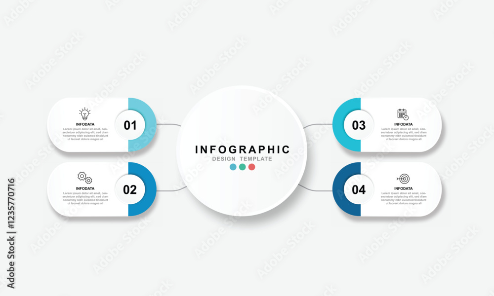 Aufkleber vector infographic label design template with icons and 4 options or steps. for your business data. 