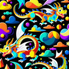 Obraz premium Dragon . Chinese banner, happy new year poster. Oil painting . Pattern for printing on wall decorations, covers