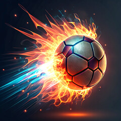 Fototapeta premium Fiery Soccer Ball in Motion, soccer ball surrounding fire.