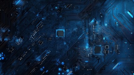 Obraz premium Abstract Circuit Board: Deep Blue Tech