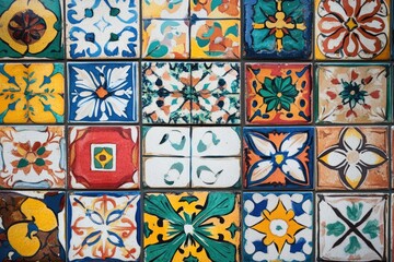 Colorful Floral Tiles Create A Vibrant Mosaic Pattern