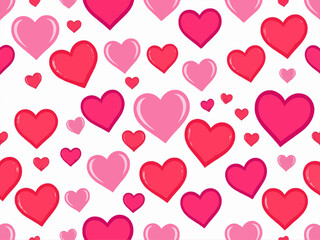 Hearts red and white pattern. Cute vector seamless background. heart shapes symbol of love and Valentines Day February 14 celebration. Romantic pattern design