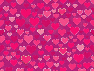 Hearts red and white pattern. Cute vector seamless background. heart shapes symbol of love and Valentines Day February 14 celebration. Romantic pattern design