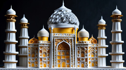 Obraz premium Paper Quilling Taj Mahal – Intricate Handmade Indian Art