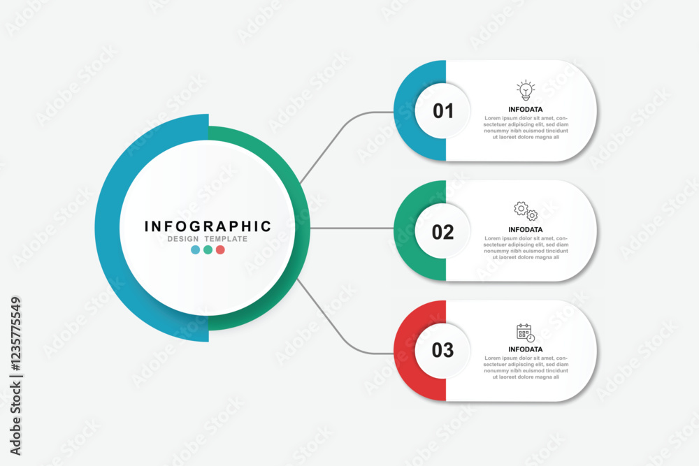 Aufkleber vector infographic label design template with icons and 3 options or steps. for your business data. 