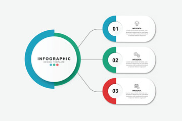 Naklejka premium Vector Infographic label design template with icons and 3 options or steps. for your business data. Vector Illustration.