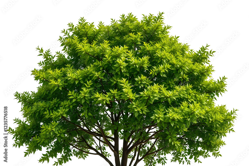 Wall mural tree on transparent background, realistic tree with green leaf bush stand alone isolate cut out with