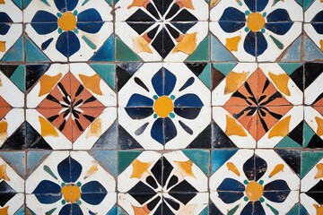 Fototapeta premium Vibrant Geometric Floral Tile Pattern Design