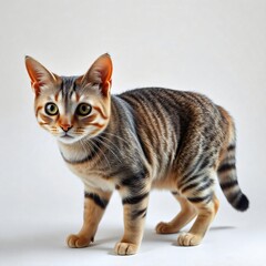 Obraz premium Adorable Tabby Kitten Young Domestic Cat Posing Studio Shot Grey Background