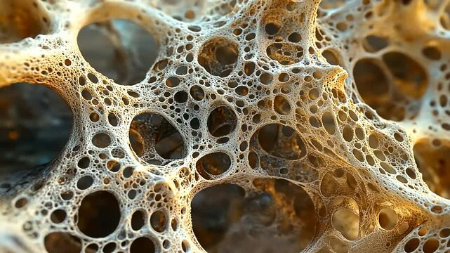 Abstract 3D Render of Porous, Honeycomb-Like Structure