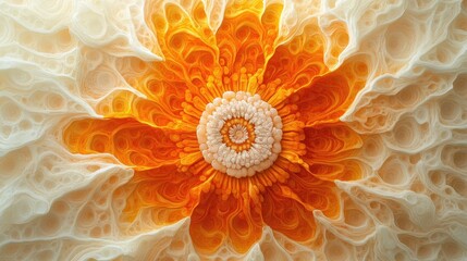 An orange and white radial sunburst pattern. 