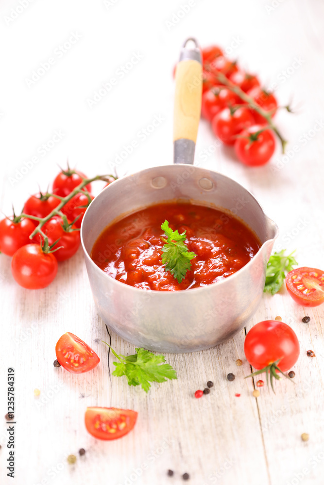 Poster casserole with homemade tomato sauce