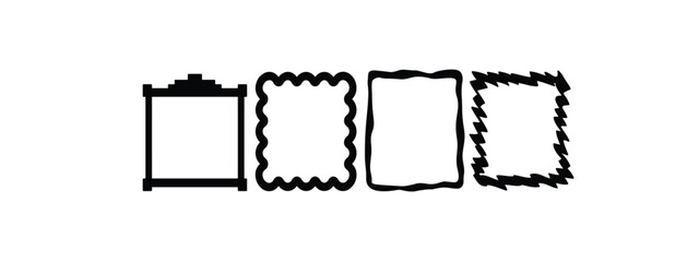 Print Set of different square frames isolated on white background