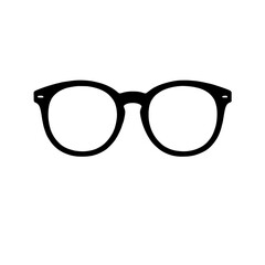 Classic Round Glasses: A pair of classic round glasses with black frames and clear lenses, perfect for adding a touch of retro chic to any design.  