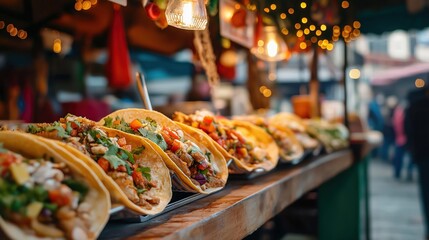 Delicious Tacos at Outdoor Food Market