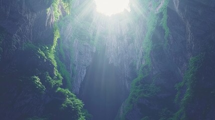 Obraz premium Majestic Canyon Walls Framing Natural Glow from Above