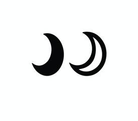  Crescent moon icon vector set isolated on white background