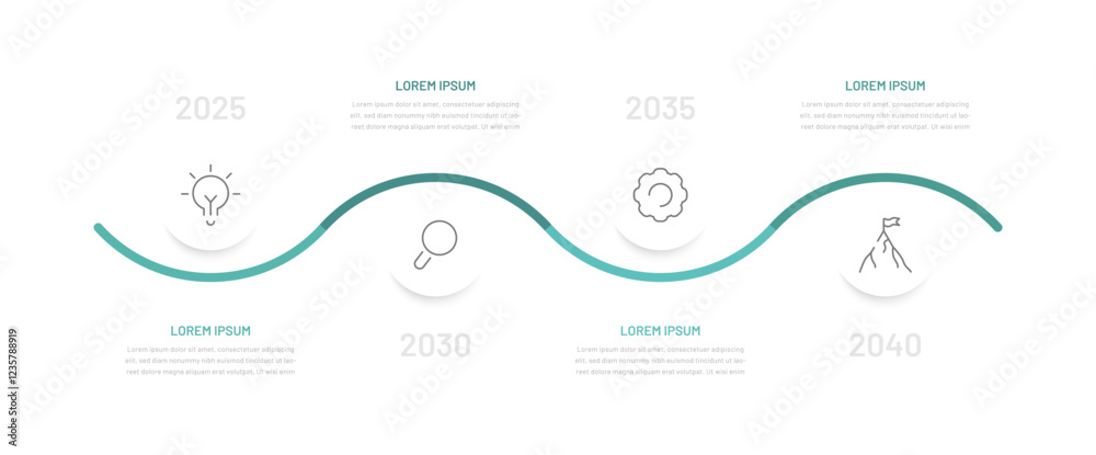 Fototapete four-stage minimalistic infographics for presentation with editable icons and circular elements. a d