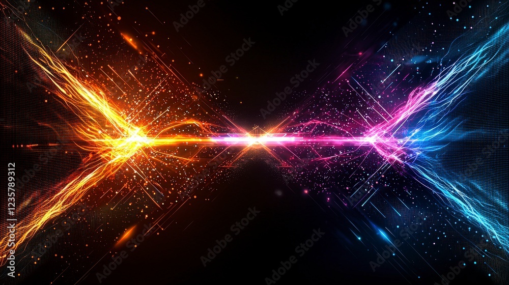 Poster Dynamic pixel-inspired visuals digital realm abstract art tech environment vivid colors modern design concepts