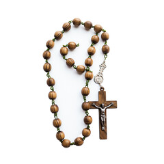 a wooden rosary with a cross on it