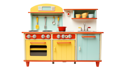 a toy kitchen with a stove and sink