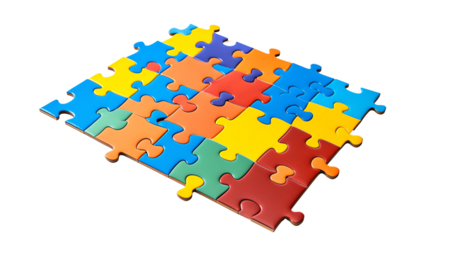 a puzzle pieces in different colors