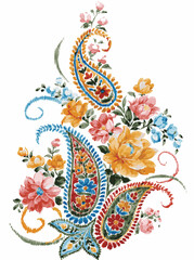 
set of watercolor paisley flower bunch. bouquet of paisley small flower elements.hand drawn watercolor flower bunch isolated on white background. paisley vector.
