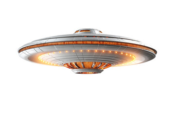 a silver and orange ufo