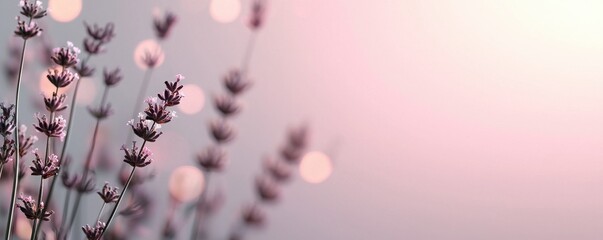 Fototapeta premium Lavender blooming scene minimal background soft blur tranquil view