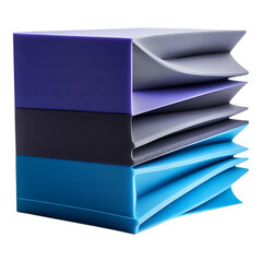 Stack of colorful accordion file folders with accordion edges representing organized data management isolated on transparent background.
